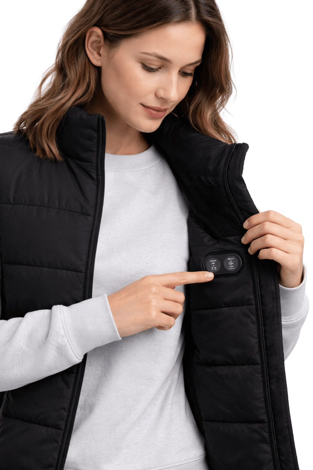 Podgrzewana Pikowana Kamizelka Damska Czarna – Dual Heating